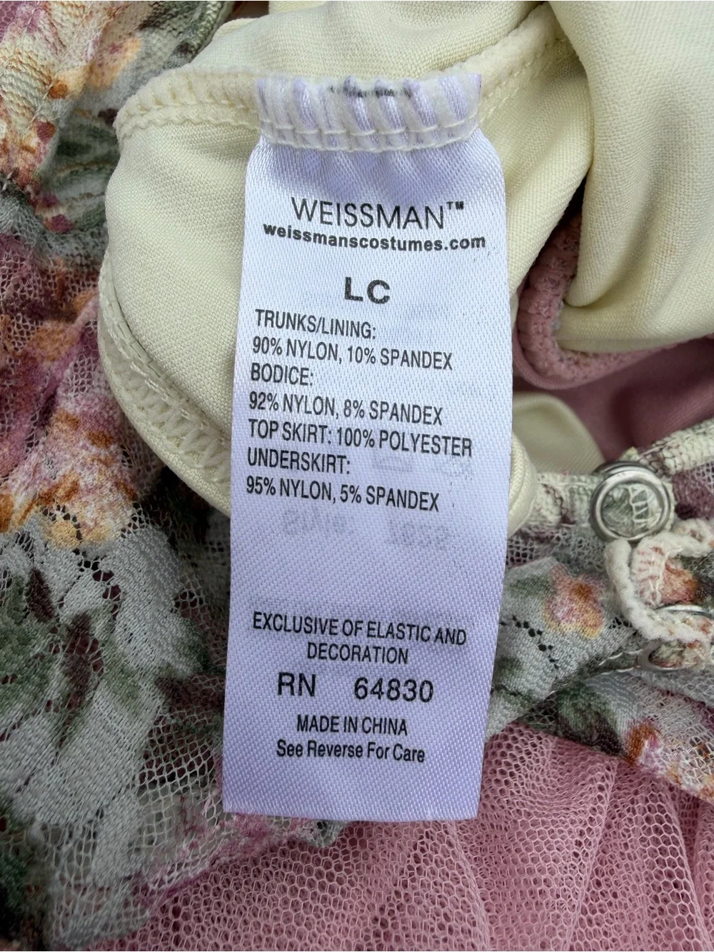 Weissman Love Story Pink Floral Lyrical Ballet Dance Costume Dress LC 10 12 Girl